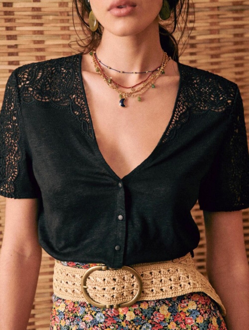 Sezane Black Lana T-Shirt Size XS